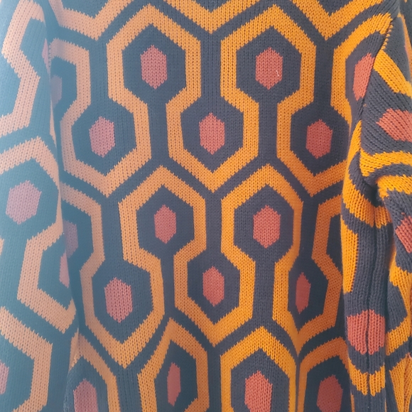 Men's Orange & Dark Brown Geometric Button-Up Sweater - Picture 10 of 13